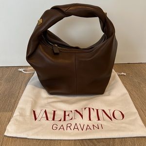VALENTINO GARAVANI Small Roman Stud Leather Hobo Bag